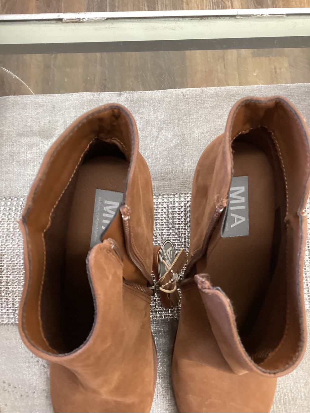 NWOB MIA Tan Suede Ankle Booties with Side Zipper